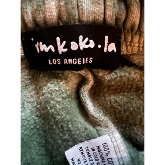 IAMKOKO.LA  Los Angeles green white tie-dye sweat shorts sz M rhinestone logo - Picture 5 of 11